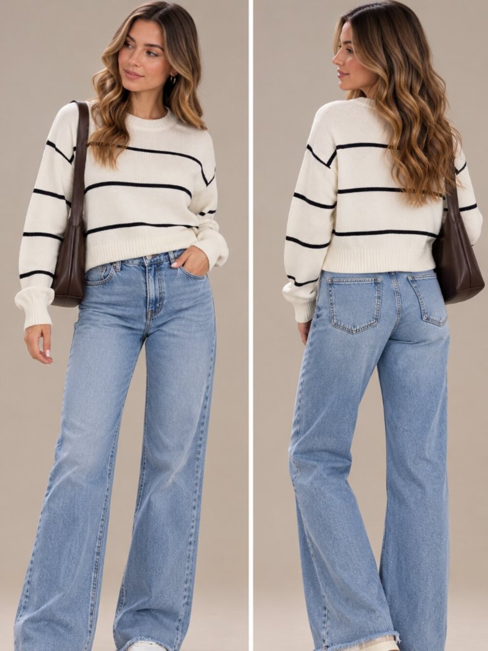 Z SUPPLY Cream & Black Striped Sweater Size M – Crewneck